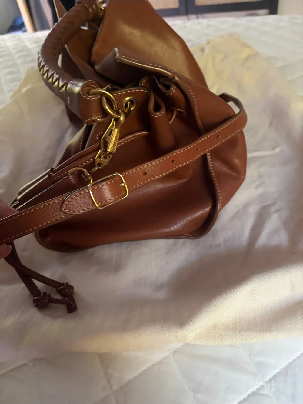 Mulberry Brown Leather Shoulder Bag with Braided Handle (Iris) - Picture 4 of 9